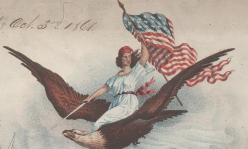 Our Banner of Glory songbook with Columbia on bald eagle. (Library of Congress)